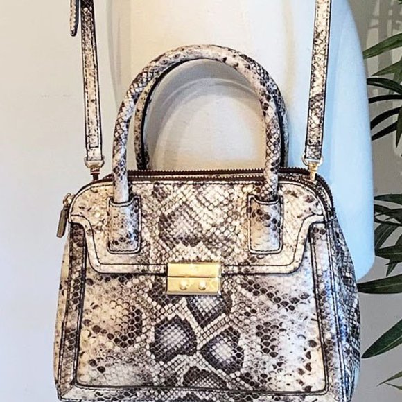 NWOT TORY BURCH ELISE DOME DOUBLE ZIP SNAKE EMBOSSED SATCHEL CROSSBODY - Picture 6 of 13